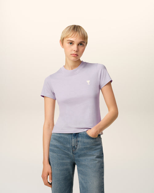 									Purple Cotton Cropped T-Shirt - 3								 - Ami Paris