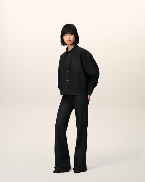 Black Cotton Cropped Ami De Coeur Shirt - 7 - Ami Paris