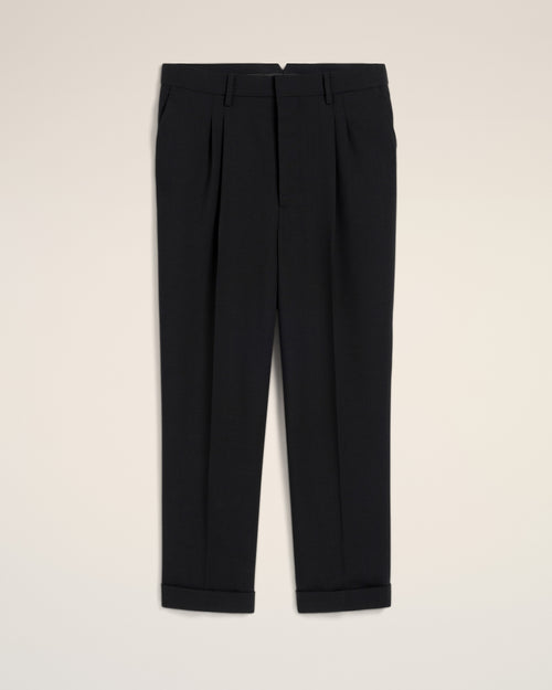 Pantalon Noir Carotte En Laine - 2 - Ami Paris