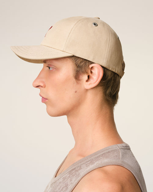 Beige Cotton Ami de Coeur Embroidery Cap - 5 - Ami Paris