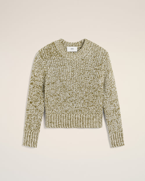 Green Mouliné Textured Knit Crewneck Sweater - 4 - Ami Paris