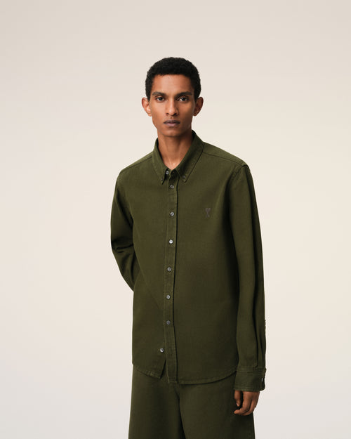 Green Cotton Button-Down Ami de Coeur Shirt - 3 - Ami Paris