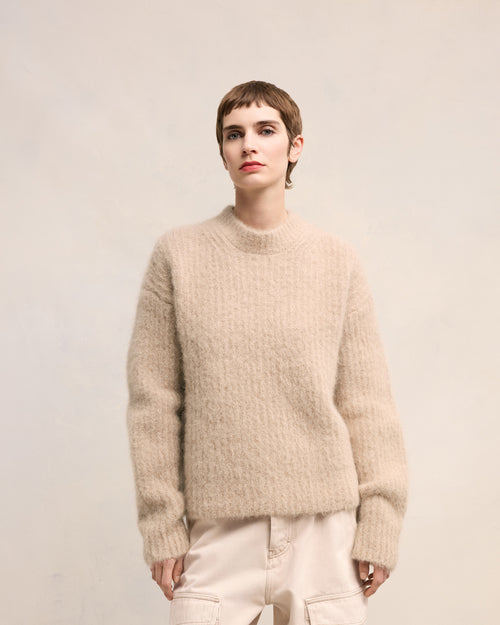 Alpaca Mohair Ribbed Sweater - 9 - Ami Paris