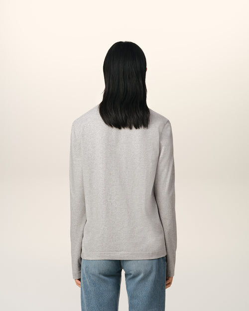 Grey Cotton Ami de Coeur Long Sleeves T-Shirt - 11 - Ami Paris