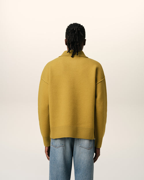 Mustard Wool Ami de Coeur Polo - 5 - Ami Paris