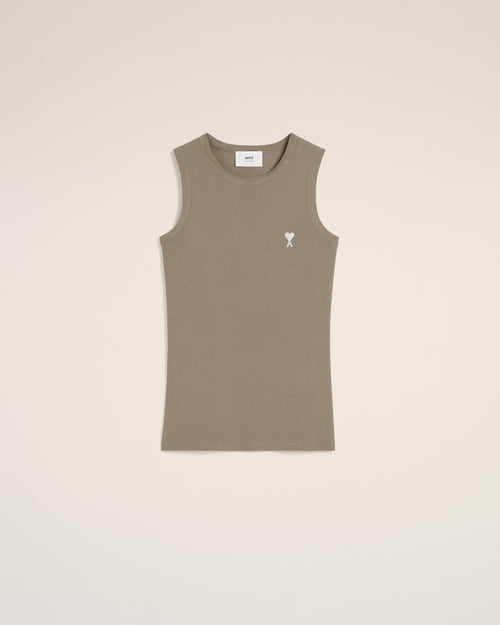 Green Cotton Rib Ami de Coeur Tanktop - 1 - Ami Paris