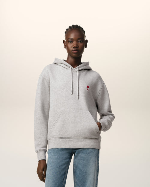 							Grey Cotton Ami de Coeur Hoodie - 3						 - Ami Paris