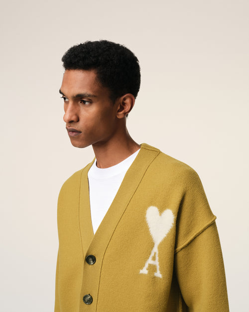 Mustard Wool Ami de Coeur Cardigan - 4 - Ami Paris