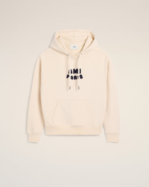 								Beige Cotton Hoodie With Ami Paris Patch - 3							 - Ami Paris