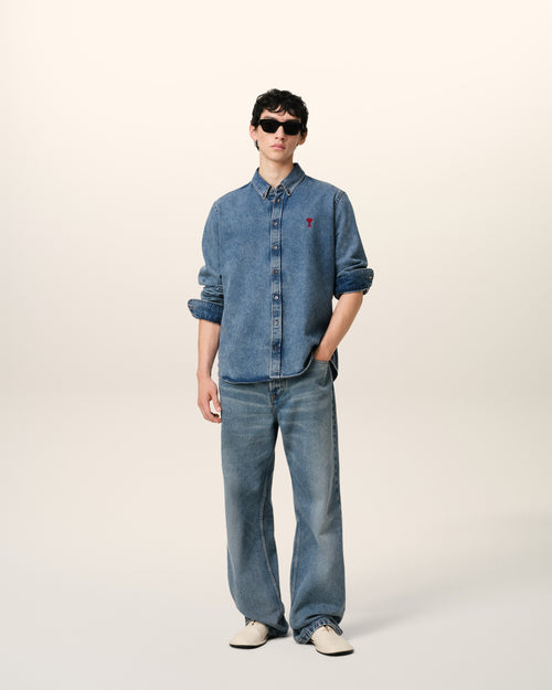 Blue Denim Button-Down Ami de Coeur Shirt - 2 - Ami Paris