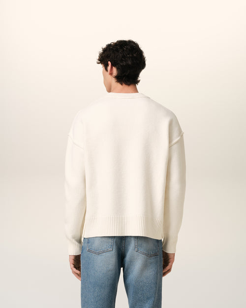 White Wool Ami de Coeur Sweater - 5 - Ami Paris