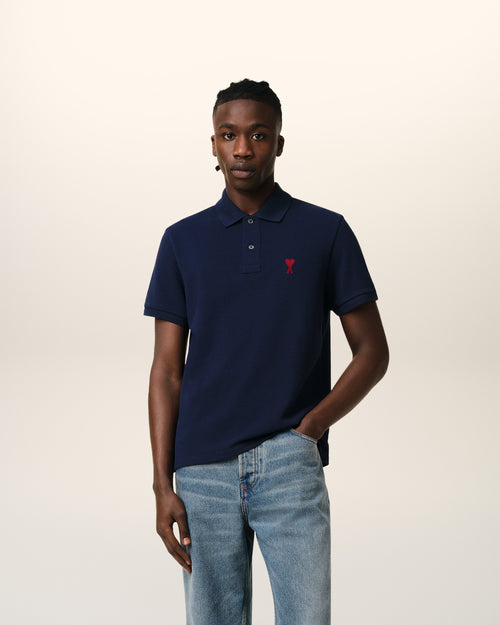 Navy Cotton Ami de Coeur Polo Shirt - 2 - Ami Paris