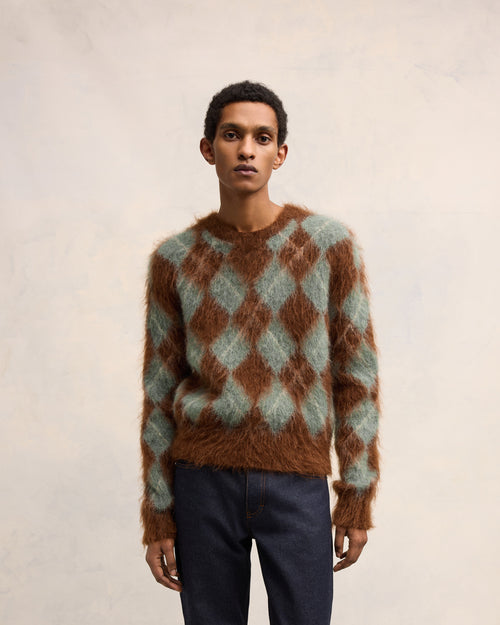 Alpaca Mohair Brushed Argyle Sweater - 3 - Ami Paris