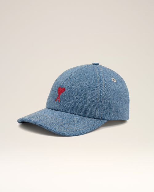 Blue Cotton Ami de Coeur Embroidery Cap - 1 - Ami Paris