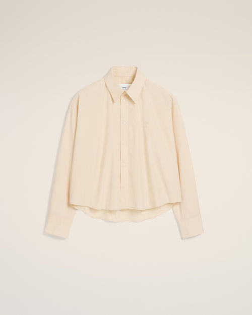 Beige Cotton Cropped Oversized Shirt - 2 - Ami Paris