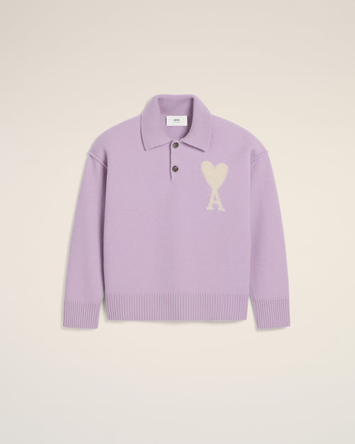 Polo Violet Ami de Coeur En Laine - HAVANE/ECRU - 2 - Ami Paris