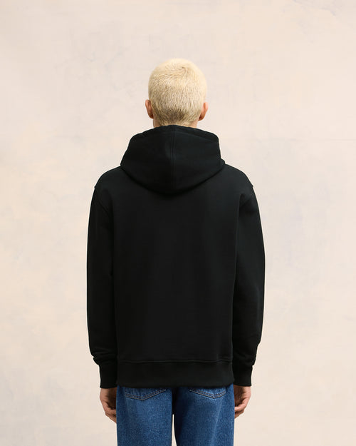 Hoodie Noir Zippé Ami de Coeur En Coton - 5 - Ami Paris