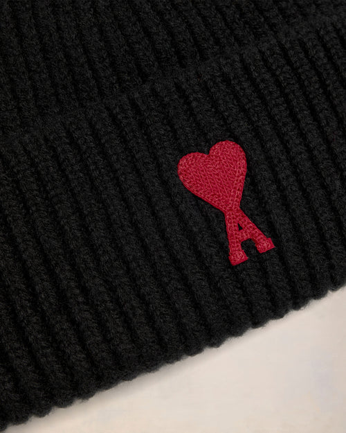 Black Wool Ami de Coeur Beanie - 3 - Ami Paris