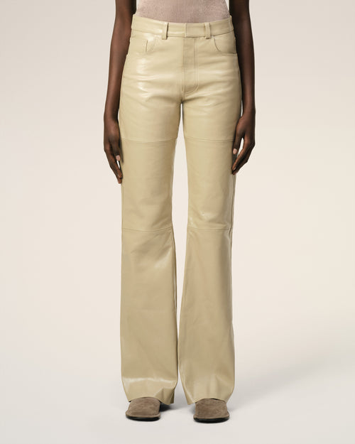 Leather Straight Fit Trousers - 3 - Ami Paris