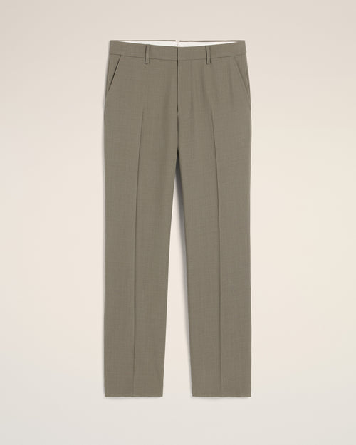 Pantalon Taupe Droit En Laine - 2 - Ami Paris