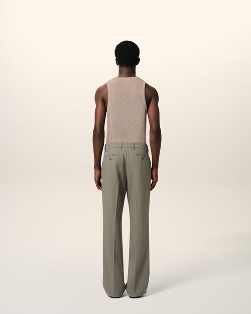 Taupe Wool Straight Fit Trousers - 4 - Ami Paris