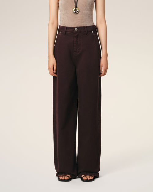 Burgundy Cotton Wide Fit Jeans - 3 - Ami Paris