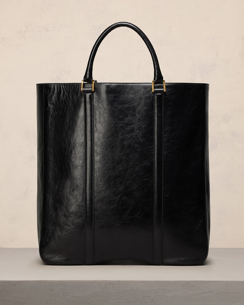 							Black Leather North South Tote Bag - 3						 - Ami Paris