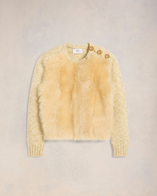 Shearling Crew Neck Sweater - 2 - Ami Paris