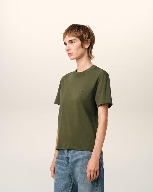 Green Cotton Ami de Coeur T-Shirt - 12 - Ami Paris