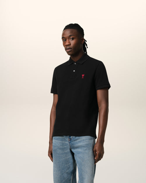 Black Cotton Ami de Coeur Polo Shirt - 6 - Ami Paris