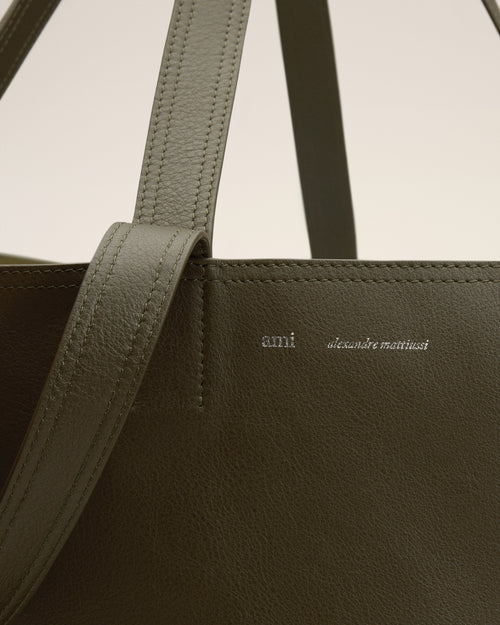 Green Leather Midi Maxi Tote Bag - 11 - Ami Paris