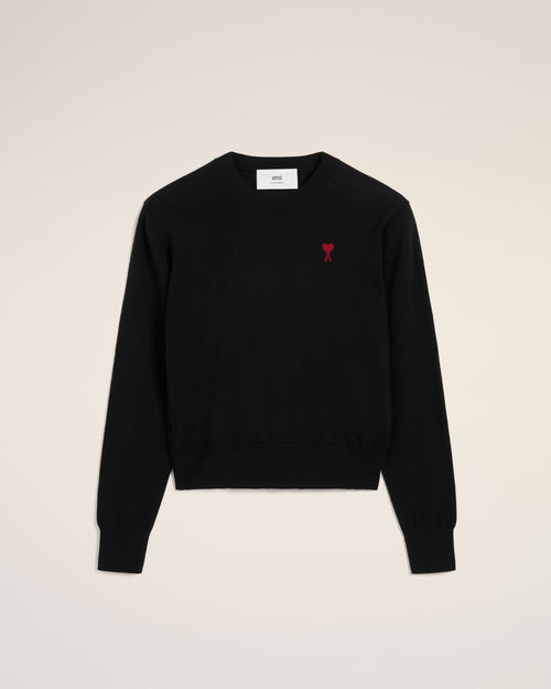 								Black Wool Ami de Coeur Crew Neck Sweater - 3							 - Ami Paris