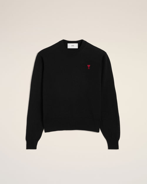 Black Wool Ami de Coeur Crew Neck Sweater - 2 - Ami Paris