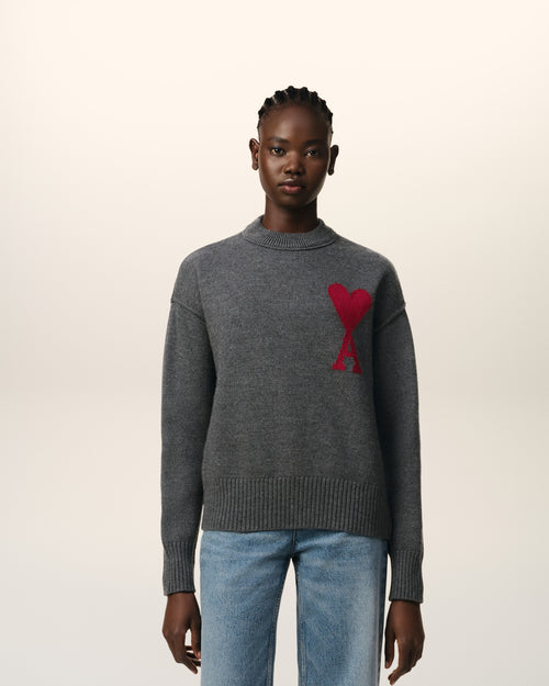 									Grey Wool Ami de Coeur Sweater - 3								 - Ami Paris