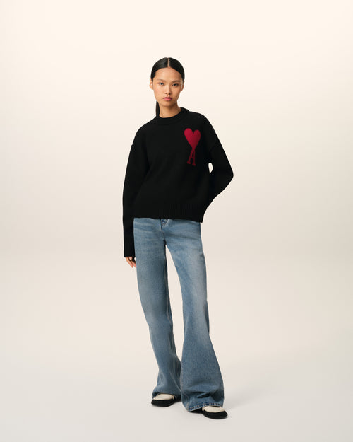 									Black Wool Ami de Coeur Sweater - 3								 - Ami Paris