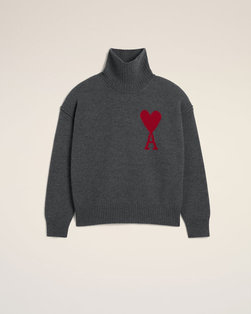 Grey Wool Ami de Coeur Sweater - 4 - Ami Paris