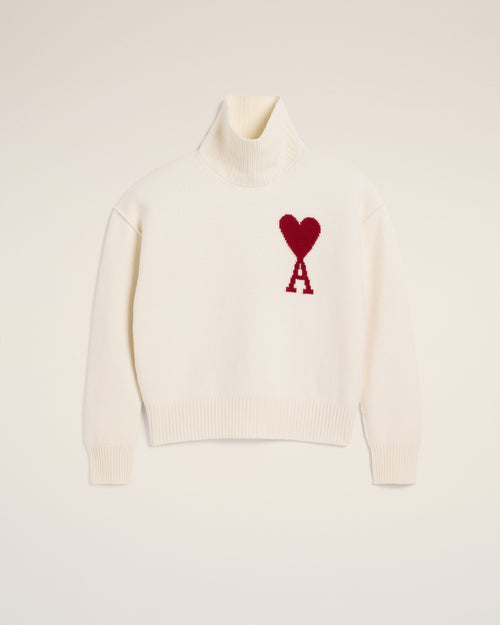 White Wool Ami de Coeur Sweater - 2 - Ami Paris