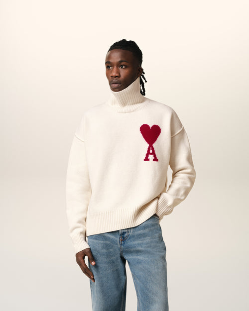 White Wool Ami de Coeur Sweater - 1 - Ami Paris