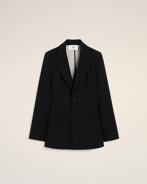 								Black Wool Two Buttons Fitted Jacket - 3							 - Ami Paris