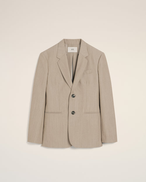 Veste Beige Fente Dos En Laine - 4 - Ami Paris