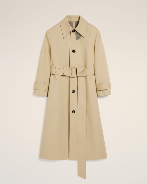 								Beige Cotton Belted Mac - 3							 - Ami Paris