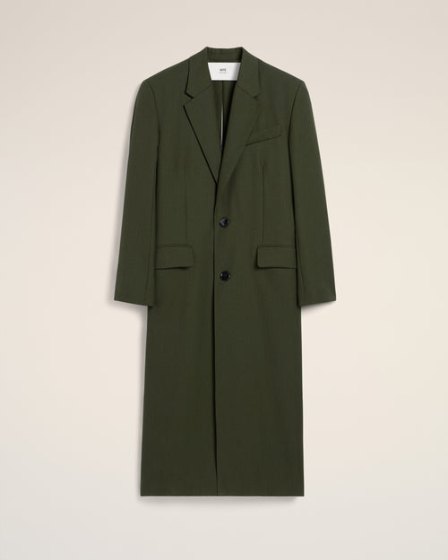 Green Wool Back Slit Long Coat - 2 - Ami Paris