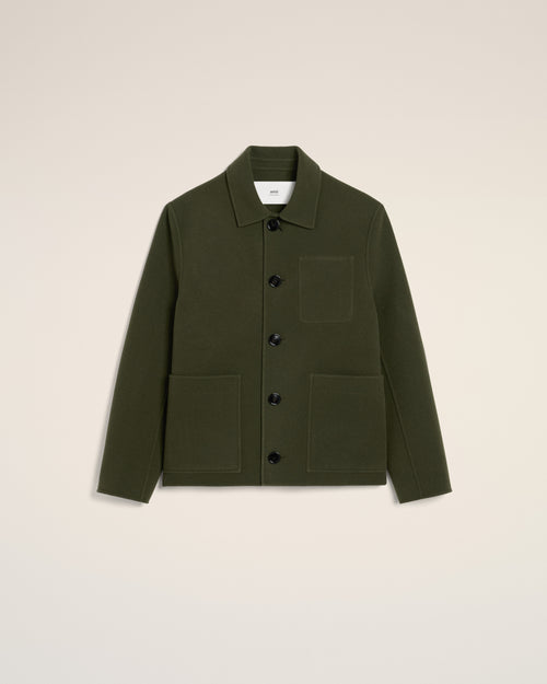 Green Wool Knit Boxy Buttoned Jacket - 2 - Ami Paris