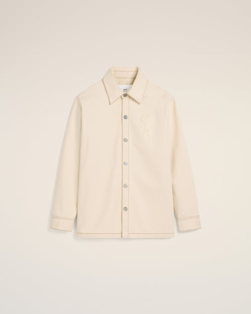 Beige Cotton Ami de Coeur Overshirt - 1 - Ami Paris