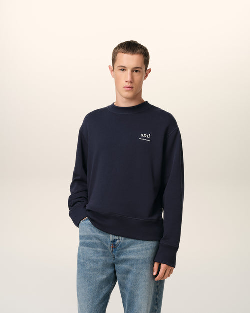 Navy Cotton Sweatshirt - 1 - Ami Paris