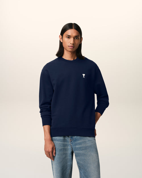 Navy Cotton Ami de Coeur Sweatshirt - 1 - Ami Paris