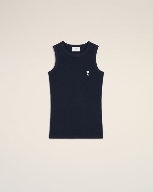 Navy Cotton Rib Ami de Coeur Tanktop - 2 - Ami Paris