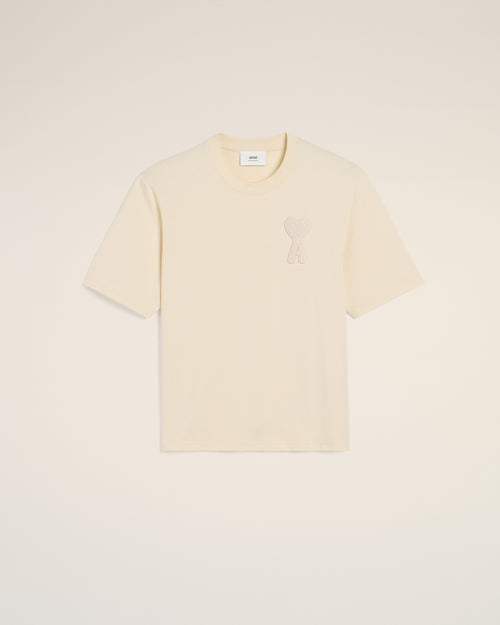 Beige Cotton Ami de Coeur Patch T-Shirt - 2 - Ami Paris