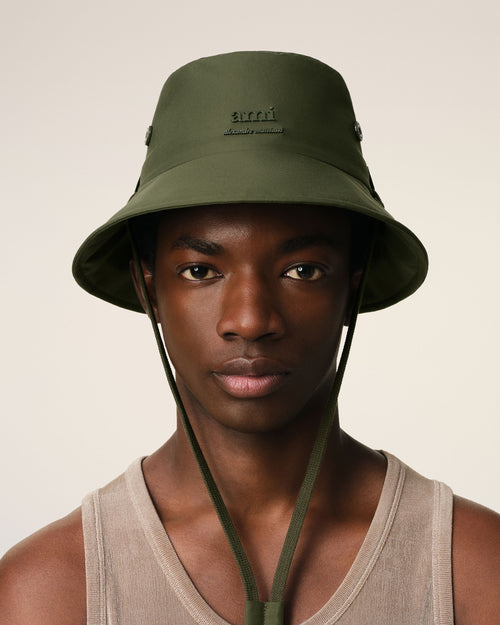 Green Water-repellent String Bucket Hat - 2 - Ami Paris