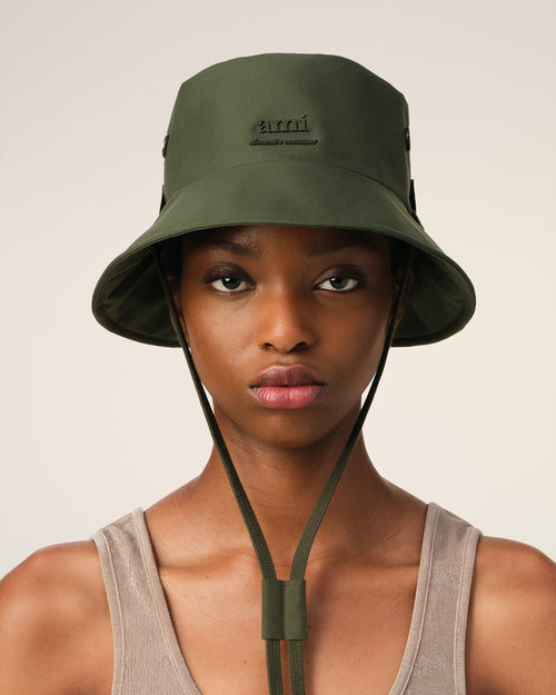 									Green Water-repellent String Bucket Hat - 3								 - Ami Paris